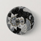Gold Silver Venetian Mask Ronde Button 5,7 Cm (Voorkant)
