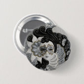 Gold Silver Venetian Mask Ronde Button 5,7 Cm (Voorkant /achterkant)