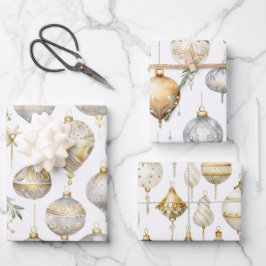 Gold Silver Vintage Christmas Ornaments  Inpakpapier Vel