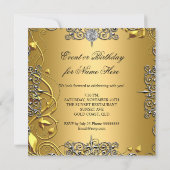 Gold Silver White Elegant Birthday Party Kaart (Achterkant)