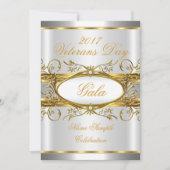 Gold Silver White en Gold Plaque Party Kaart (Voorkant)