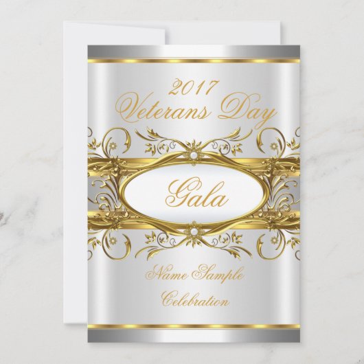 Gold Silver White en Gold Plaque Party Kaart (Voorkant)