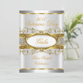 Gold Silver White en Gold Plaque Party Kaart (Staand voorkant)