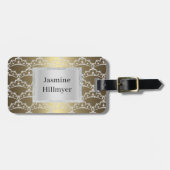 Gold Silver WHITE Princess Tiara CUSTOM LUGAGE Bagagelabel (Voorkant horizontaal)