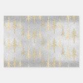 Gold Silver Woodland Scraggly Spruce Pine Trees Inpakpapier Vel (Voorkant 2)
