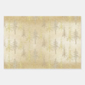 Gold Silver Woodland Scraggly Spruce Pine Trees Inpakpapier Vel (Voorkant)