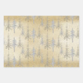 Gold Silver Woodland Scraggly Spruce Pine Trees Inpakpapier Vel (Voorkant 3)