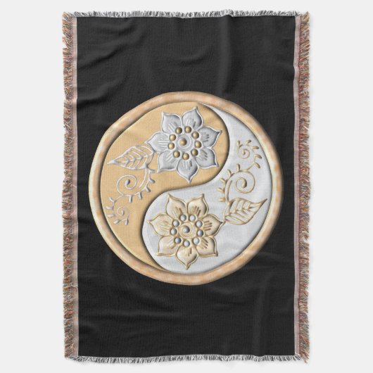 Gold & Silver Yin Yang  Deken (Voorkant Verticaal)