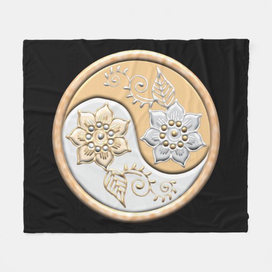 Gold & Silver Yin Yang Fleece Deken (Voorkant (Horizontaal))