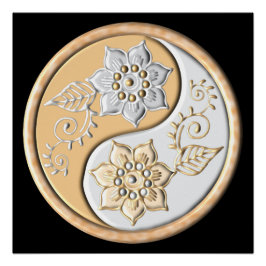 Gold & Silver Yin Yang  Perfect Poster