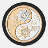 Gold & Silver Yin Yang Ronde Sticker (Voorkant)