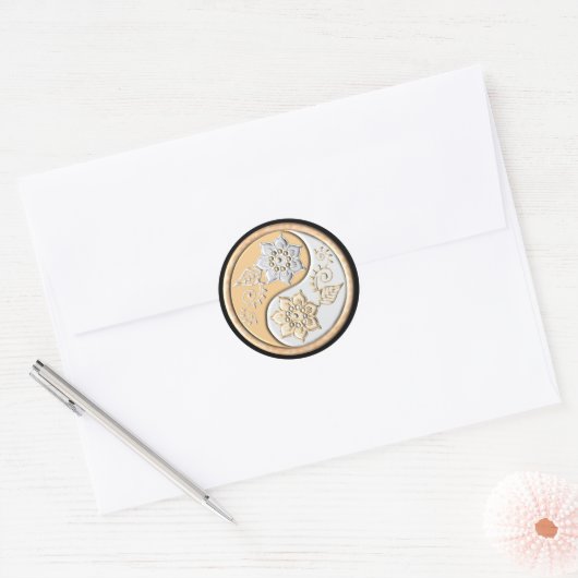 Gold & Silver Yin Yang Ronde Sticker (Envelop)