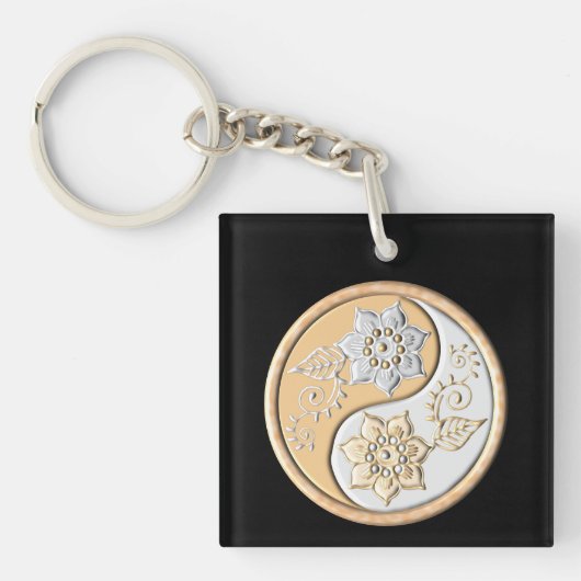 Gold & Silver Yin Yang  Sleutelhanger (Voorkant)