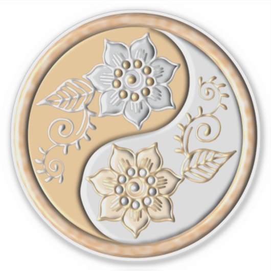 Gold & Silver Yin Yang Sticker (Voorkant)