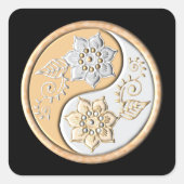 Gold & Silver Yin Yang  Vierkante Sticker (Voorkant)