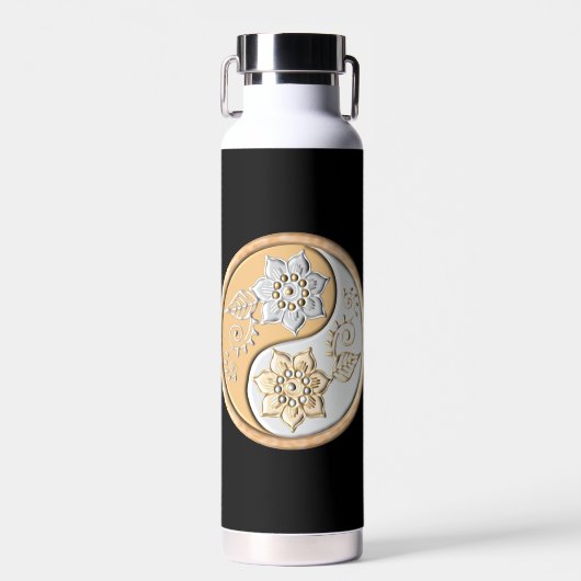 Gold & Silver Yin Yang water bottle Waterfles (Voorkant)
