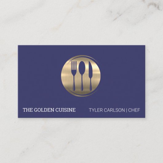 Gold Silverware Restaurant Logo Visitekaartje (Voorkant)