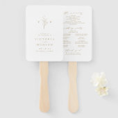 Gold Simple Botanical Monogram bruiloft Program Handwaaier (Voorkant en achterkant)