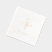 Gold simple botanical wedding monogram folie servetten (Links)