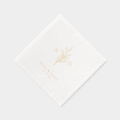 Gold simple botanical wedding monogram folie servetten (Rechts)