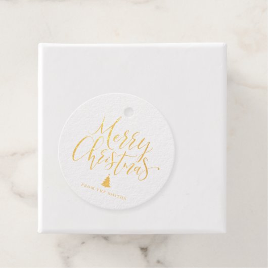 Gold Simple Calligraphy Merry kerst Bedankjes Labels (Met doos)