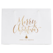 Gold Simple Calligraphy Merry kerst Groot Cadeauzakje (Voorkant)