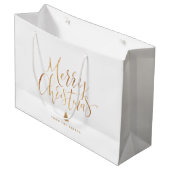 Gold Simple Calligraphy Merry kerst Groot Cadeauzakje (Voorkant Gekanteld)