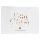 Gold Simple Calligraphy Merry kerst Groot Cadeauzakje (Achterkant)