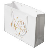 Gold Simple Calligraphy Merry kerst Groot Cadeauzakje (Achterkant Gekanteld)