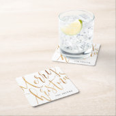 Gold Simple Calligraphy Merry kerst Kartonnen Onderzetters (Insitu)