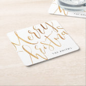 Gold Simple Calligraphy Merry kerst Kartonnen Onderzetters (Schuin)
