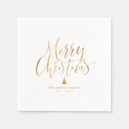Gold Simple Calligraphy Merry kerst Servet