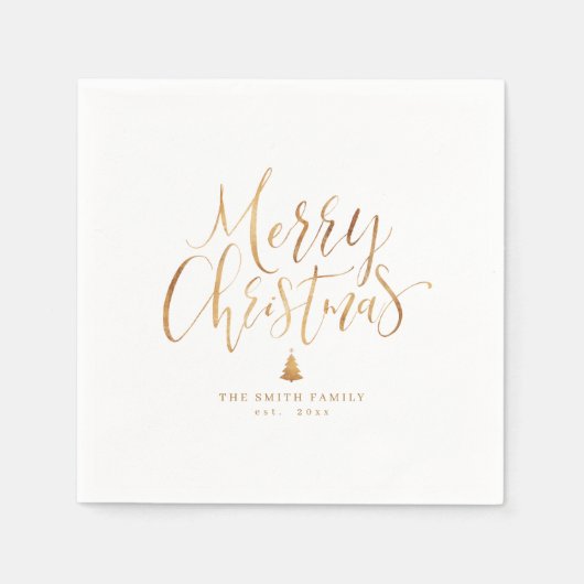 Gold Simple Calligraphy Merry kerst Servet (Voorkant)
