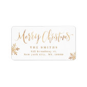 Gold Simple Calligraphy Merry-kerstadres Etiket (Voorkant)