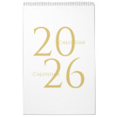 Gold Simple Elegant 2026 Calendar Kalender (Hoes)