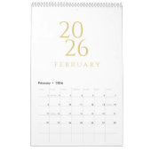 Gold Simple Elegant 2026 Calendar Kalender (Feb 2026)