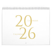Gold Simple Elegant 2026 Calendar Kalender (Hoes)