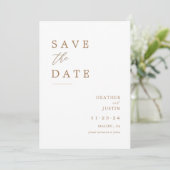 Gold Simple Elegant Weddenfoto slaat de datum op Save The Date (Staand voorkant)