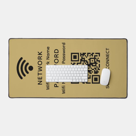 Gold Simple Elegant WiFi QR Code Netwerkwachtwoord Bureaumat (Keyboard & Muis)