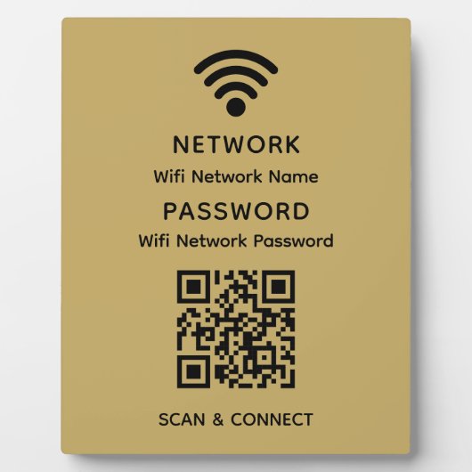 Gold Simple Elegant WiFi QR Code Netwerkwachtwoord Fotoplaat (Voorkant)