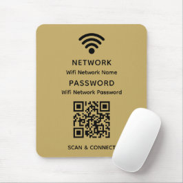 Gold Simple Elegant WiFi QR Code Netwerkwachtwoord Muismat