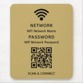Gold Simple Elegant WiFi QR Code Netwerkwachtwoord Muismat (Voorkant)
