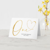 Gold Simple First Birthday One Heart Kaart (Gele Bloem)