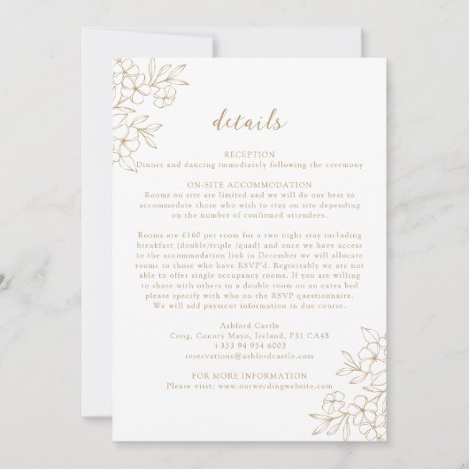 Gold Simple Minimal Cherry Blossom Details Kaart (Voorkant)