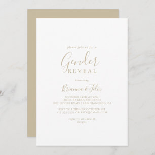 Gold Simple Minimalist Gender Reveal Party Kaart