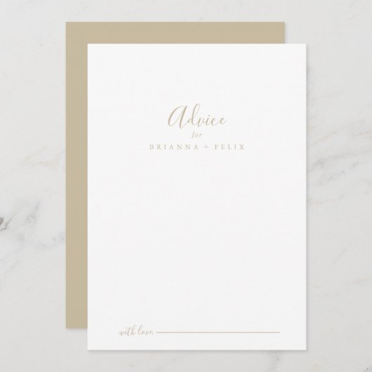 Gold Simple Minimalist Wedding Advice Kaart (Voorkant / Achterkant)