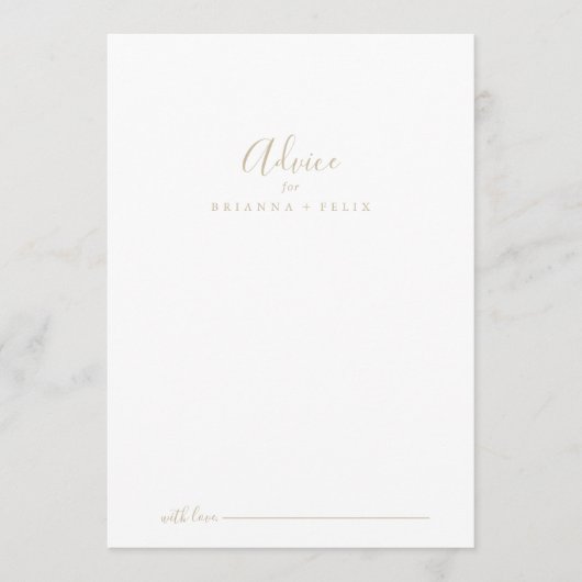 Gold Simple Minimalist Wedding Advice Kaart (Voorkant)