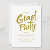 Gold Simple Modern Brush Script Afstudeerder Party Kaart (Voorkant)