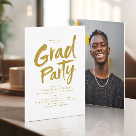 Gold Simple Modern Brush Script Afstudeerder Party Kaart