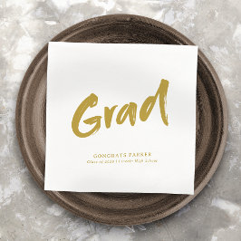 Gold Simple Modern Brush Script Graduation Party Servet